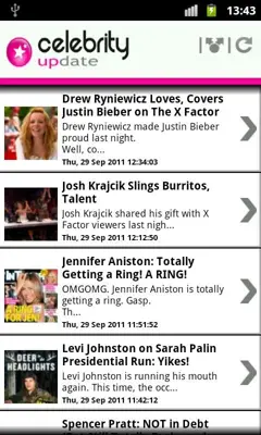 Celebrity Update ™ android App screenshot 1